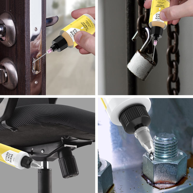 Door Hinge Lubricant kit | 4 oz + 1 oz Needle Combo, Long-Lasting Lock Lubricant, Upgraded Squeaky Door Hinge Lubricant for Door, Hinge, Lock, Tools, Bicycles - by Qucship