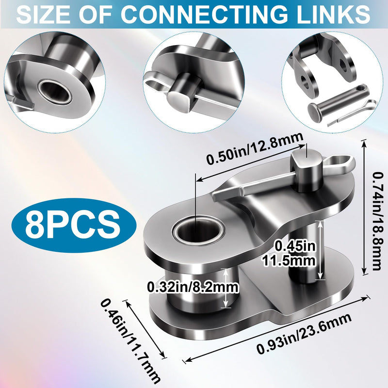 PAGOW 8pcs #40 Roller Chain Offset Link, Carbon Steel Crank Link, Standard Chain End Connector Split Links for 08A Chain