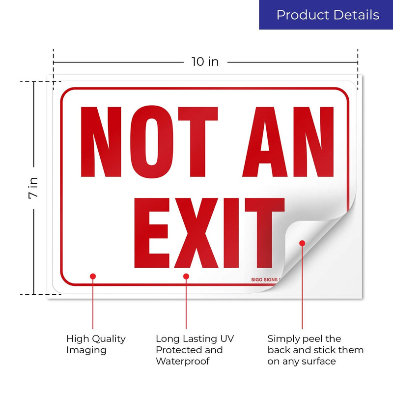 Not an Exit Sign, (Pack of 2) 10x7 Inches, 4 Mil Vinyl Decal Stickers Weather Resistant, Made in USA 10x7 2 PK
