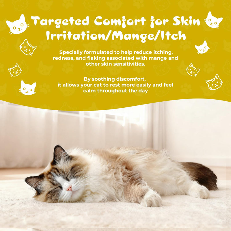 Mange Treatment Cats, Cat Mange & Itchy Skin Relief, Natural Gentle Supplement for Dry Skin, Itchy Skin, Dandruff & Coat Support