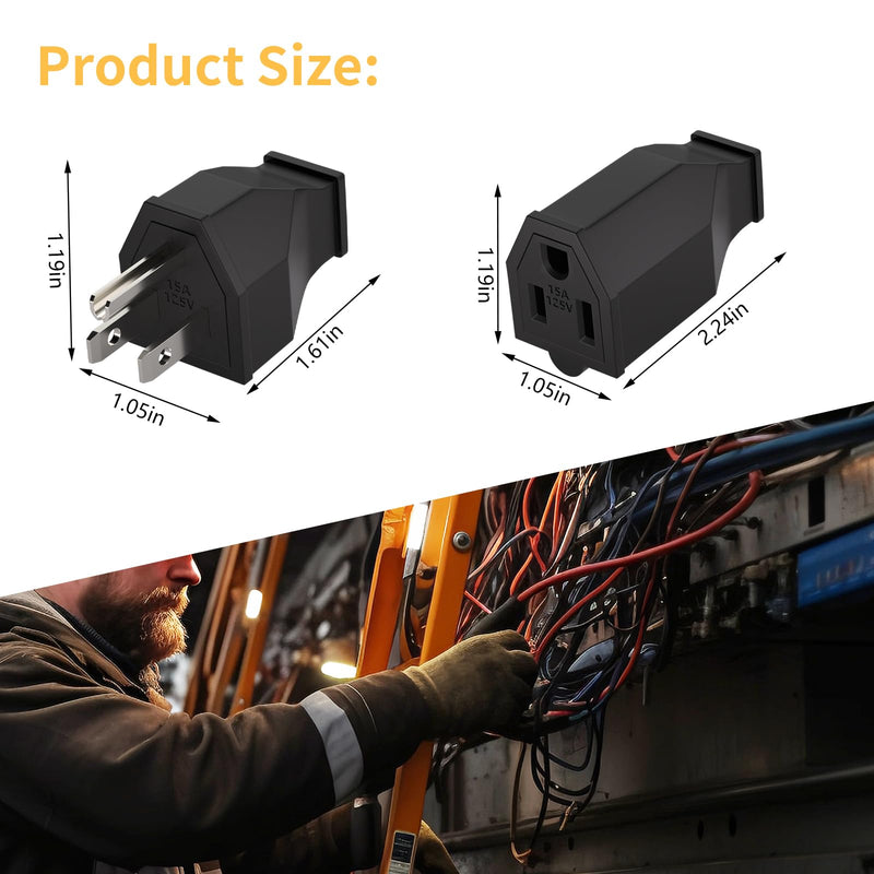 STARELO Extension Cord Ends 125V 15A 2Pole 3Wire Male Plug and Female Connector Straight Blade Plug Replacement Electrical Extension Cord End(Male & Female 5 Set) female/male5SET