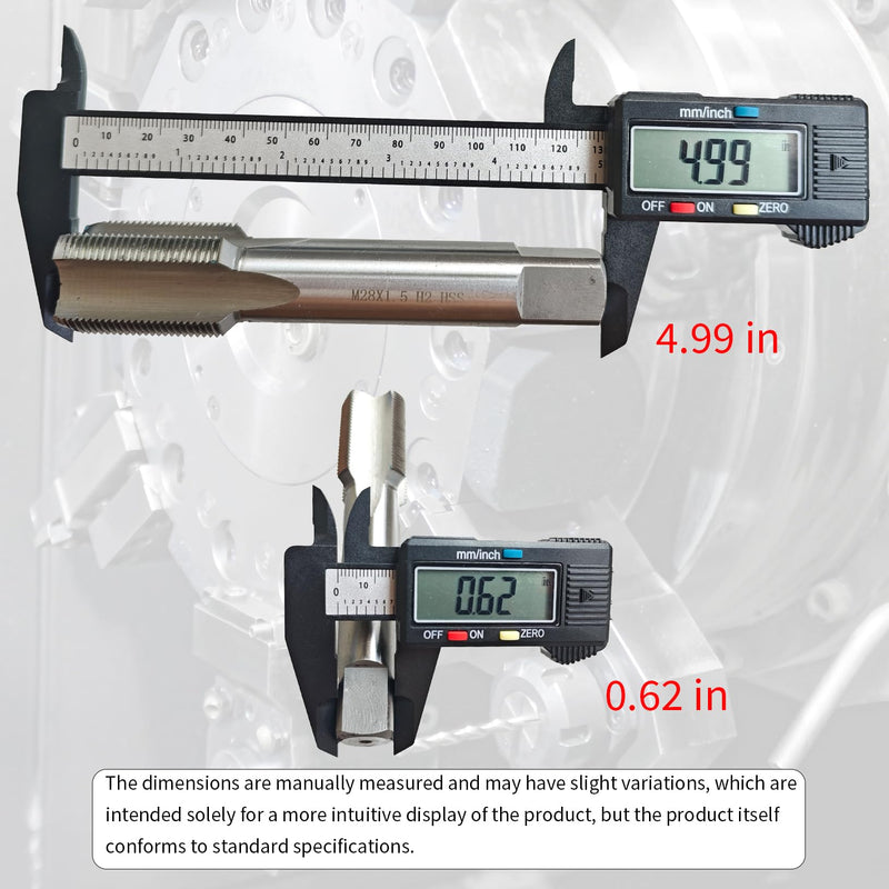 M28 X 1.5 Tap, Metric Thread Tap, Right Hand, 1.5mm Pitch, Straight Flute, 4 Flute, High Speed Steel, H2 Accuracy Grade, Machine Tap M28 X 1.5