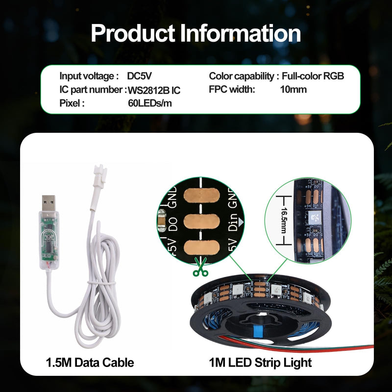3Pack Strobe LED Lamp Kit 001 for Bambu Lab, Iridescent RGB Smart 3D Print LED Strip Light Kit, Bundle-ZH037 1M/3.28FT 3D Printing Lamp Accessories, 60 LEDs Models Lamp DIY, 16 Milllion Colors 3Pack