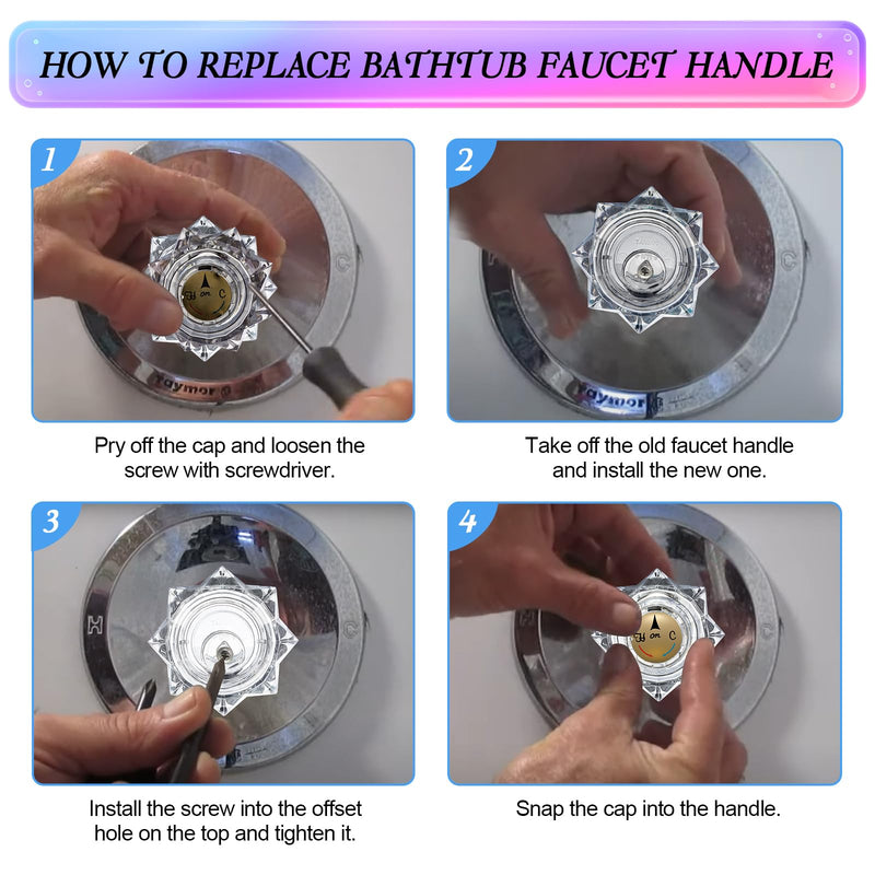 Dreyoo Faucet Handle Compatible with Delta Faucet RP2391, Single Clear Knob Handle Kit with Offset Hole for Shower/Tub, 2-1/2" x 2-1/8" Faucet Knob Replacement, Clear Acrylic Finish (1 Pack) 1