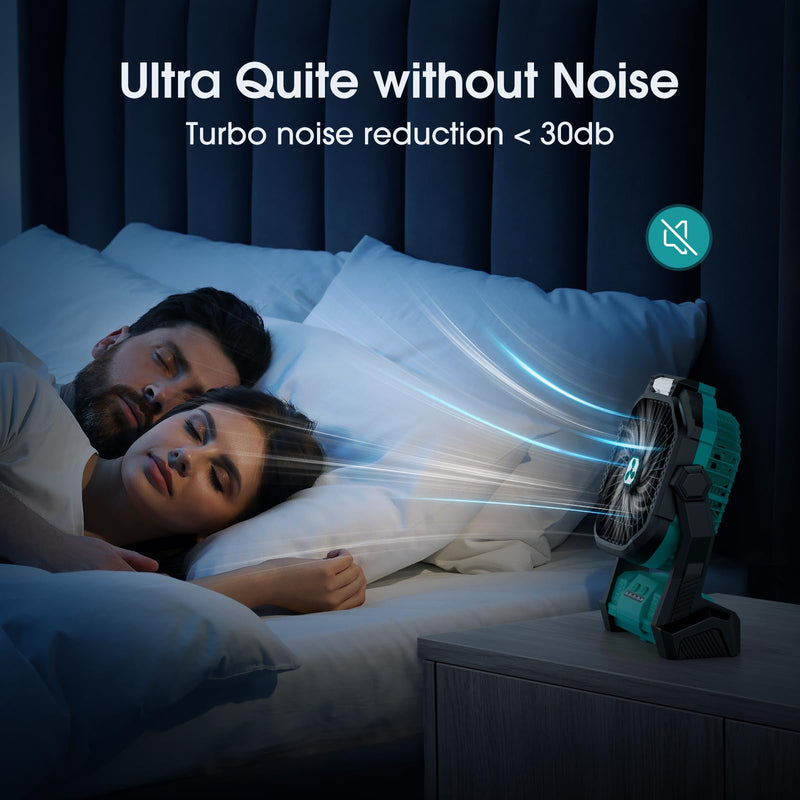 ONLYNEW Portable Fan Rechargeable, 20000mAh Cordless Battery Powered Fan with LED Lantern, USB C Battery Operated for Travel Bedroom Home Camping Tent Office Beach Desk Fishing Table Medium Green