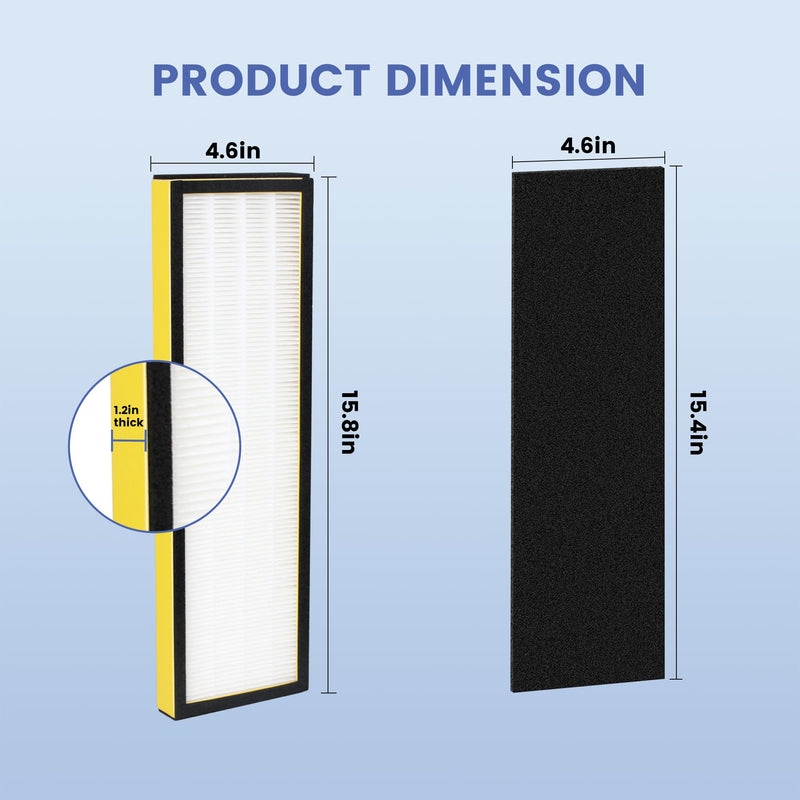 FLT4825 HEPA Filter B Replacement for G-Guardian AC4825, AC4300, AC4900, AC4825DLX, AC4850, CDAP4500, AP2200 Air Purifier, 4 H13 True HEPA Filters + 8 Activated Carbon Pre-Filters YELLOW