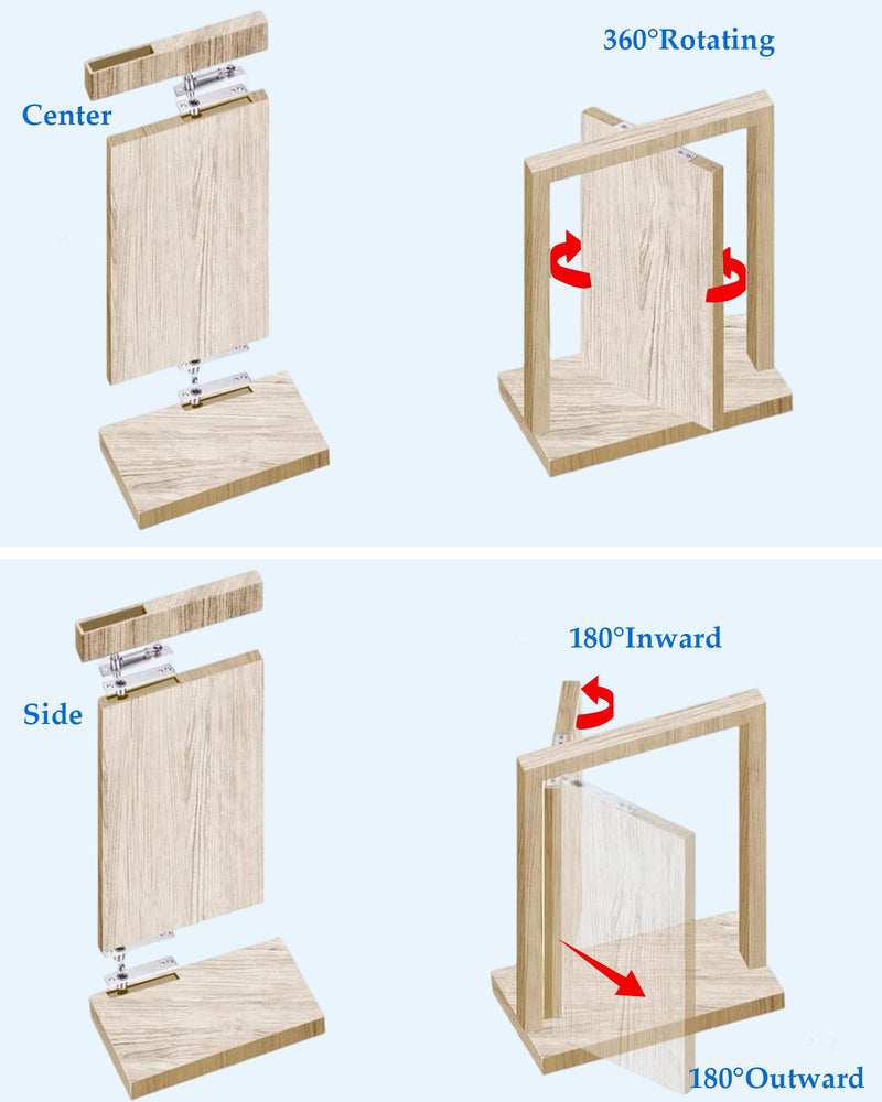 Mengshi Heavy-Duty Invisible Pivot Hinge, 304 Stainless Steel Hidden Door Hinges for 360° Rotating Secret Doors, Bookshelf Doors