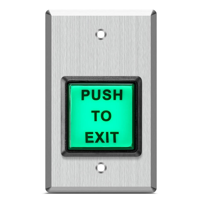 Push to Exit Button, Briidea Indoor Green Square Request to Exit Button with Green LED Square, Made of Stainless Steel, Sturdy & Durable square button