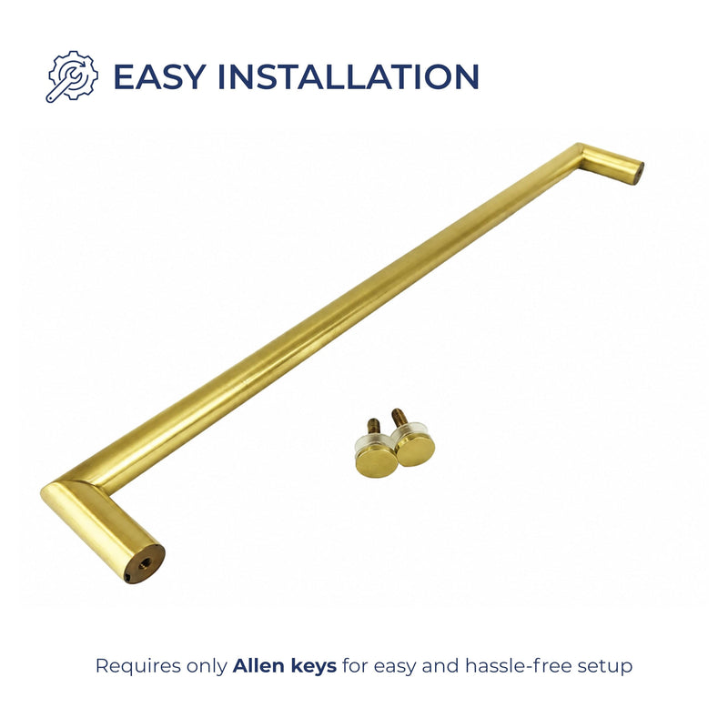 18-Inch Center-to-Center Satin Brass Shower Door Towel Bar