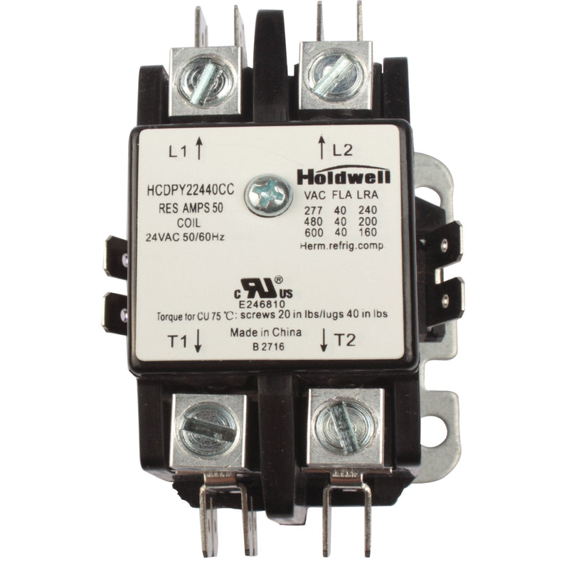 Holdwell 45GG20AJ 2 Pole 40 Amp 24V Coil Definite Purpose Air Conditioner Contactor HWPY22440CC