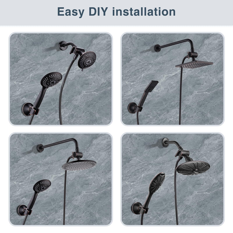 BRIGHT SHOWERS Shower Arm Diverter Valve for Hand held Showerhead and Fixed Spray Head, 3-Way Shower Head Diverter Valve, Oil-Rubbed Bronze Oil Rubbed Bronze