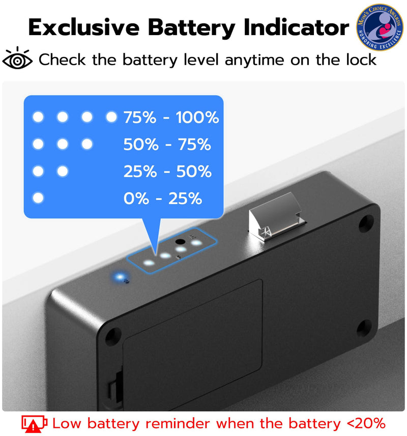 eLinkSmart Smart Cabinet Lock, Hidden No Drill Adhesive Magnetic Baby Proofing Child Proof Drawer Locks, Keyless RFID Bluetooth Cabinet Locks for Adults File Kitchen Cupboard Closet Liquor - Black