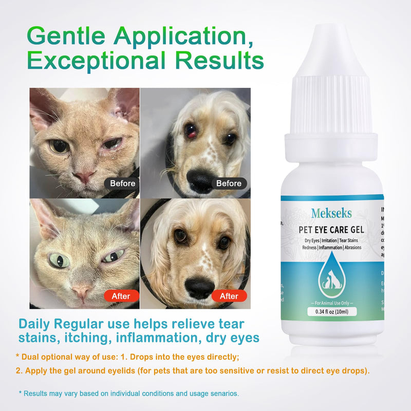 Pet Eye Care Gel Drop for Dogs, Cats, 1% Hyaluronan Eye Drops for Dry Eyes Infection Redness Irritation Tear Stain, Gentle Ocular Repair with Artificial Tears, Taurine, Herbal Extracts, 0.34 oz