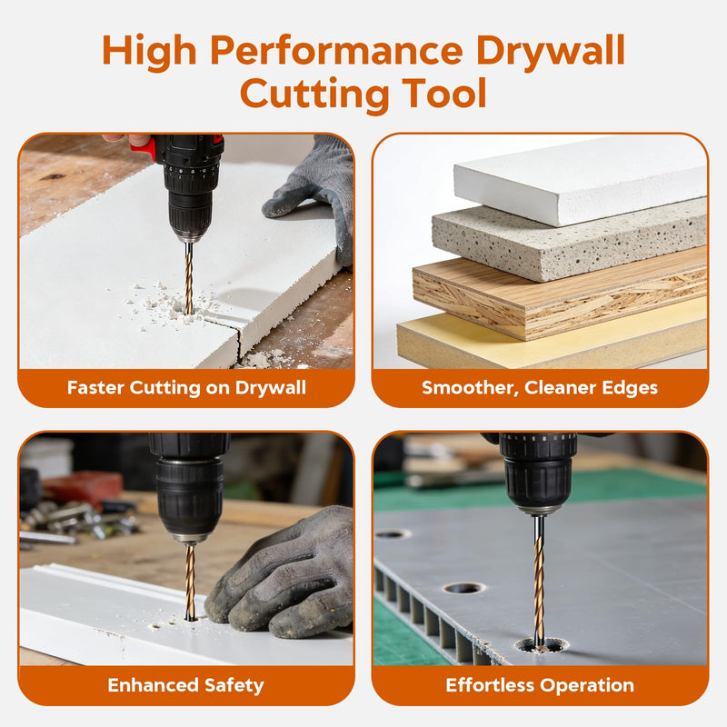 50PCS Drywall Router Bits, 1/8" Drywall Cutting Bit | M2 HSS Guide Point Bits for Spiral Saws and Rotary Power Tools, Designed for Clean Gypsum Board Cutting