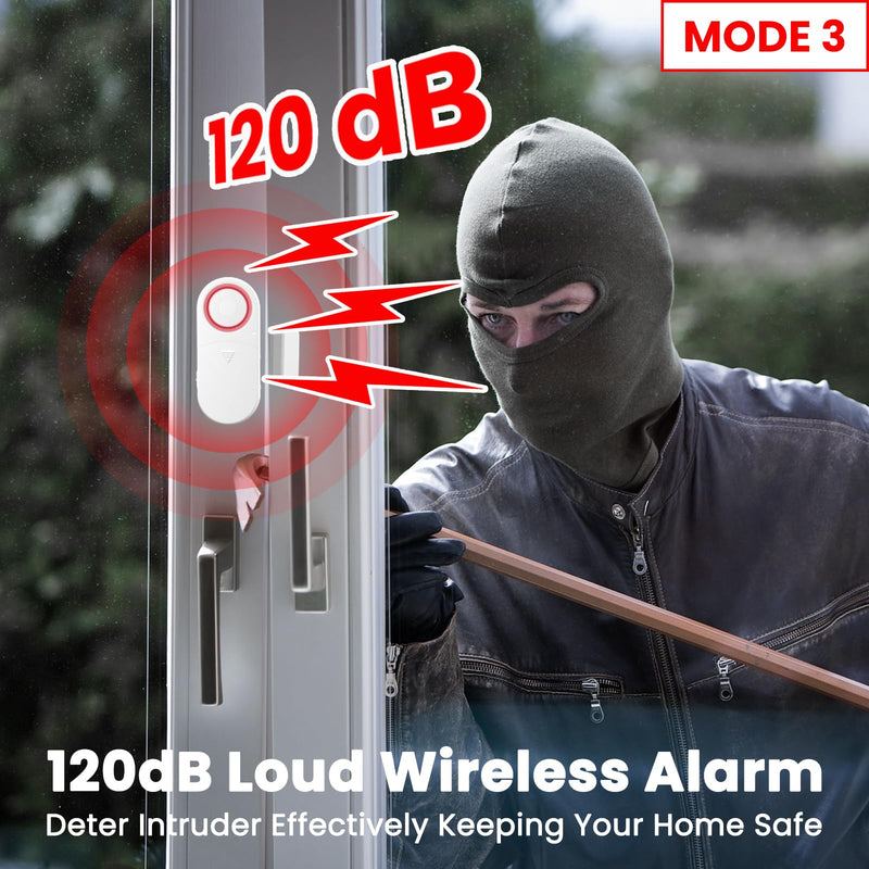 Freezer Door Alarm with Delay When Left Open, Door Chime Window Open Alarm Close Doors Reminder Loud 120 dB for Home, Store, Office, School White