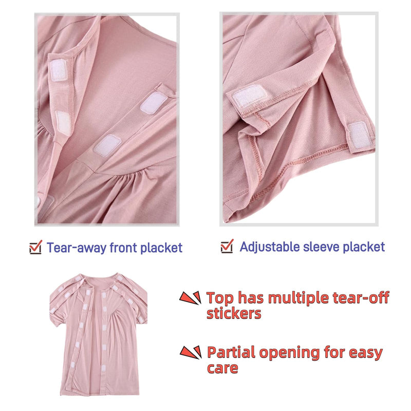 Bedridden Patient Clothing,Tearaway Disability Clothing for Post Surgery,Special Care Clothing,Suitable for Home Care,Post-Operative,Fractures,Rehabilitation Center,Elderly,Grey XX-Large Grey