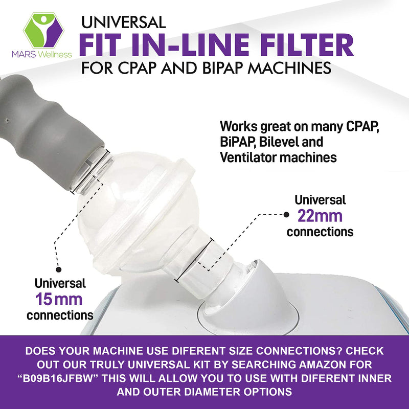 Universal Fit in-Line Filter for CPAP and BiPAP Machines - CPAP Filters to Purify Your CPAP Experience - 3 Pack 3 Count (Pack of 1)