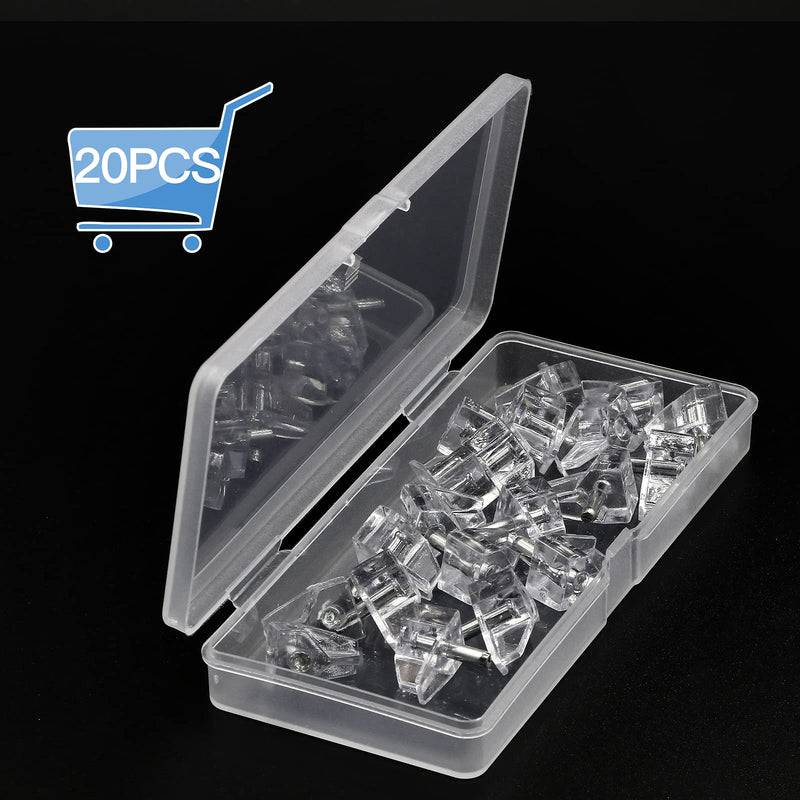 20pcs Clear Shelf Pegs, 3mm Plastic Shelf Pins Small Shelf Support Pins, Cabinet Shelf Clips for Cabinets Bookcase Shelves Cupboard 20