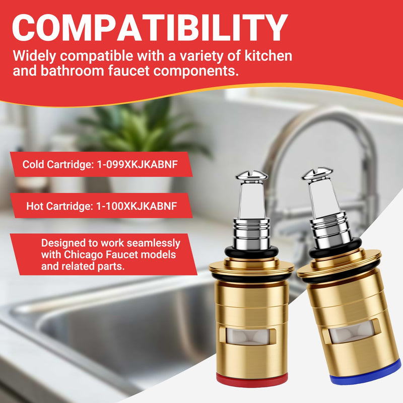 1-099XKJKABNF & 1-100XKJKABNF Ceramic 1/4-Turn Cold & Hot Cartridge Kit