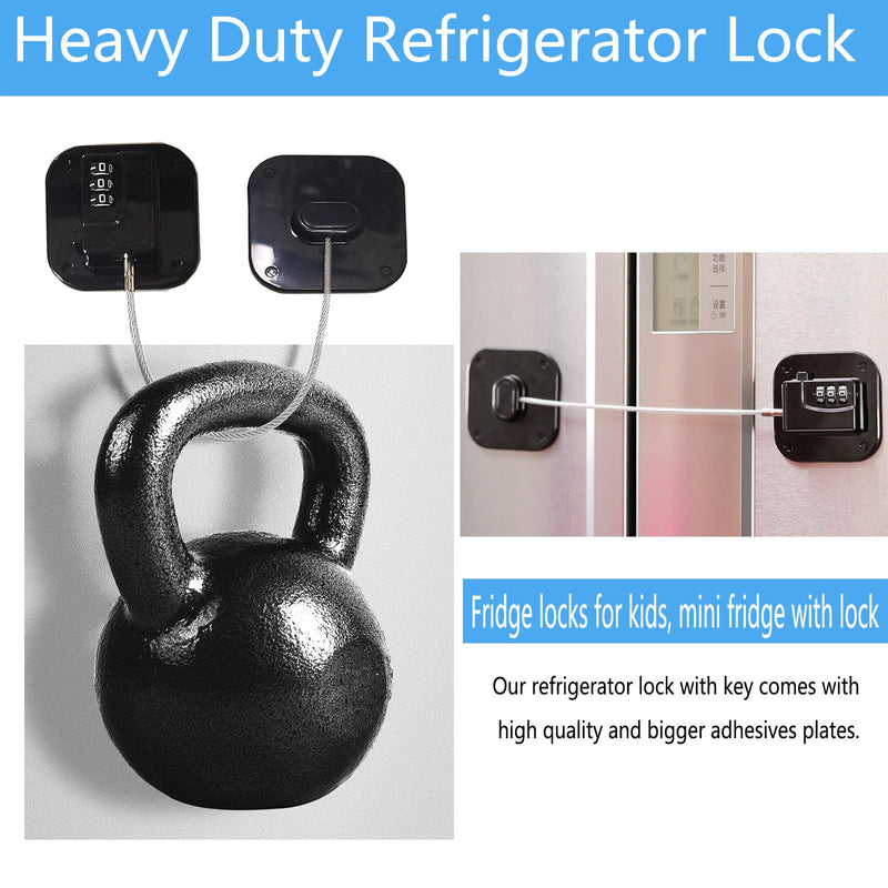 YEYA Upgraded Refrigerator Door Lock with Combination for Adults, Lock for Fridge, Freezer, File Cabinets, Desk Drawers, Locker, Child Safety Latch, Easy Install No Drlling 2 Pack Black 2 Pack 2 Count (Pack of 1)