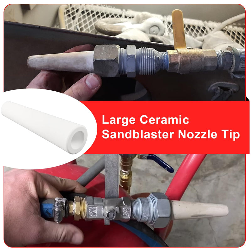 2 Pack Large Sandblaster Nozzle Tip Ceramic Abrasive Blaster Nozzle Tips Replacement Sandblasting Nozzle Tapered Sandblasting Tips(3/16" ID)