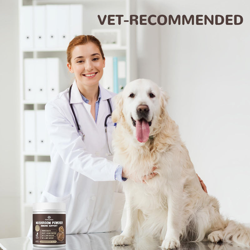 Turkey Tail Mushroom for Dogs, Organic 10 Mushroom Blend for Lipoma Lumps and Bumps, Dog & Cat Mushroom Supplements with 50% Beta Glucan, Joint Gut Immune Skin Support - 120g Chicken
