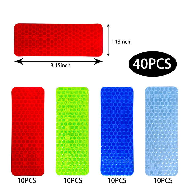 40 PCS Reflective Stickers, High Visibility Reflective Tape, Waterproof Safety Reflective Tape for Car Trailer Truck Bike Motorcycle, 1.18 x 3.15 Inch