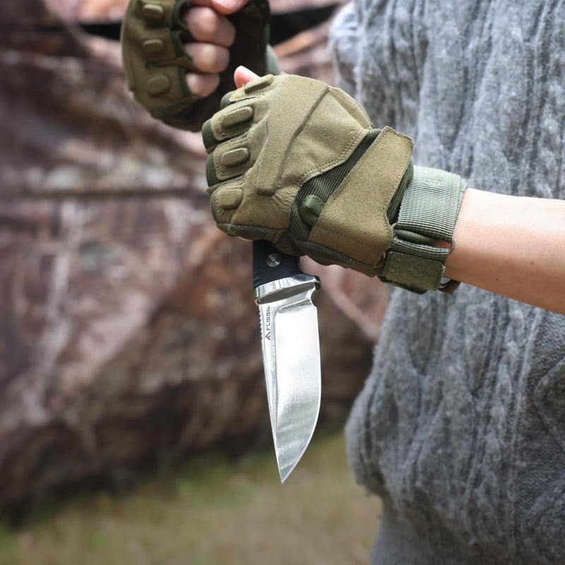 FLISSA Fixed Blade Knife with 3.7" Mirror Polished 14C28N Steel Blade, G10 Handle, Leather Sheath for EDC, Hiking, Camping, Fishing, Survival, for Men Women