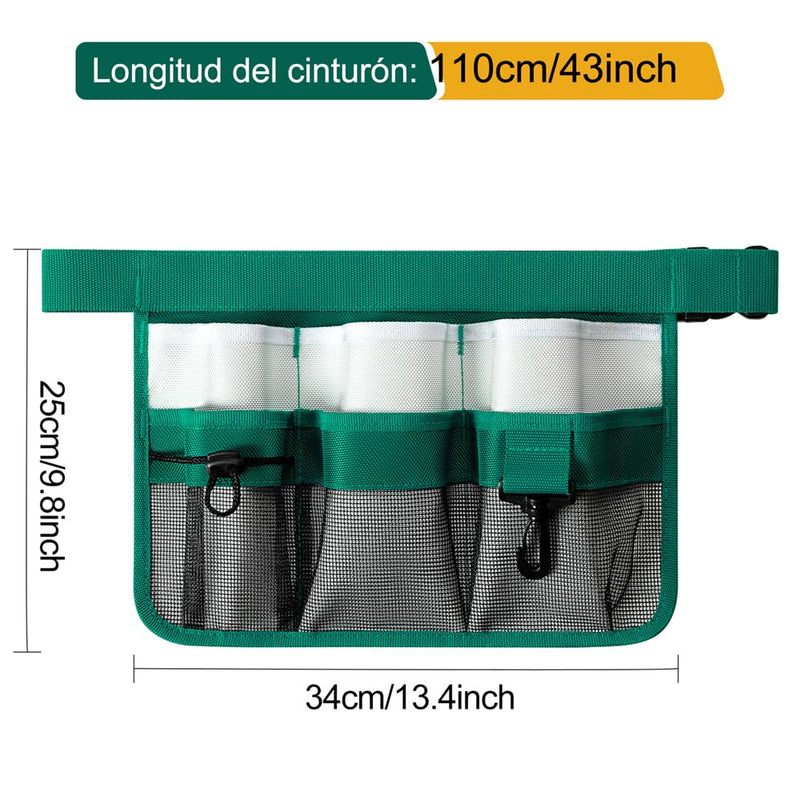 Garden Apron for Women, Adjustable Tool Belt with 8 Pockets - Heavy Duty Oxford Work Belt for Gardening, Construction (Green) Green