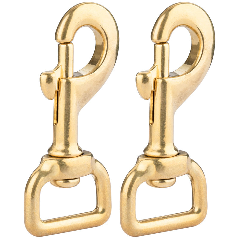 3-1/8 inch Solid Brass Swivel Bolt Snap Hooks 7/8 inch Square Swivel Eye Single Ended Trigger Clips Keychain Holder for Leathercrafts, Dog Collar, Pet Leash, Flag Halyard and More (2 Pieces)