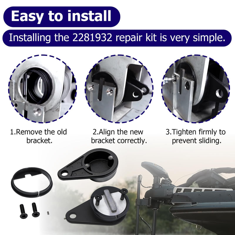 2281932 2287300 2283411 Pivot Brackets & Pivot Bushings Repair Kit Engine Rear Pivot Bushing Kit Fits for Minn Kota Ultrex & Fortrex Trolling Motors, Replacement 2281932 2287300 2283411