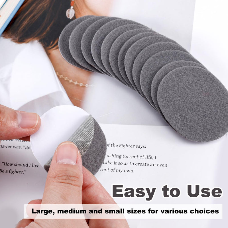 48pcs Moleskin Adhesive Pads, Round Padding Prevention Tape Foot Cushion Protection Moleskin Strips Mole Skin Patch Protector for Feet Shoes Toes Heel Grip (3 Sizes, Gray)