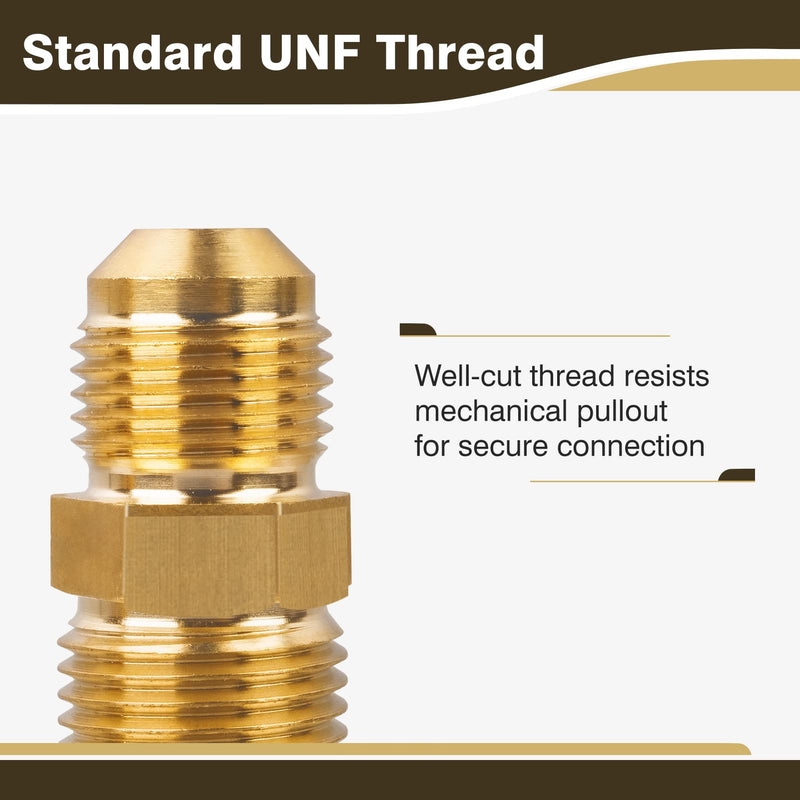 3/8" Flare x 1/2" Flare Brass Tube Fitting for Propane, LP and Natural Gas, Fuel, Plumbing, Union (2-Pack) 3/8"Male x 1/2"Male-2 Pack