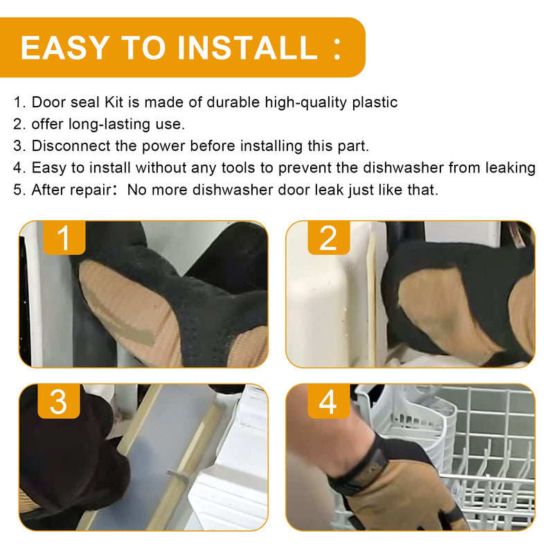 154827601 Dishwasher Bottom Door Seal Combo Kit Compatible With Frigidaire Kenmore Sears and Electrolux Dishwasher Series,Kit Include Door Seal 154827601,Lower Seal 809006501, Splash Shield 154701001