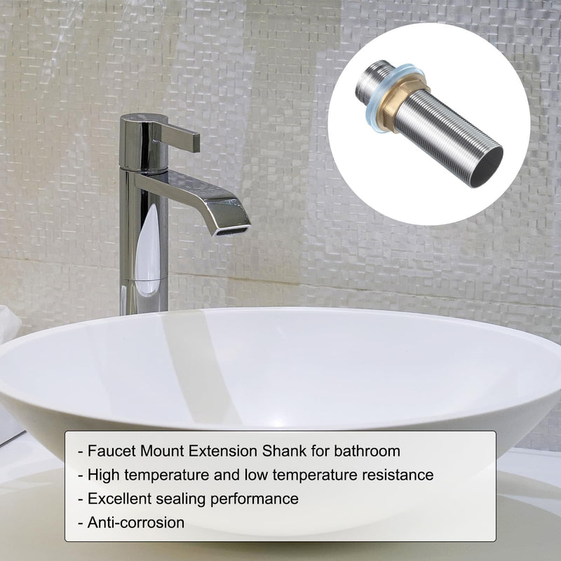 uxcell 4" Faucet Mount Extension Shank Stainless Steel Threaded Pipe Lengthen Mounting Shank Lengthen Fixed High Foot with Nut and Gasket 1PCS 4 Inch