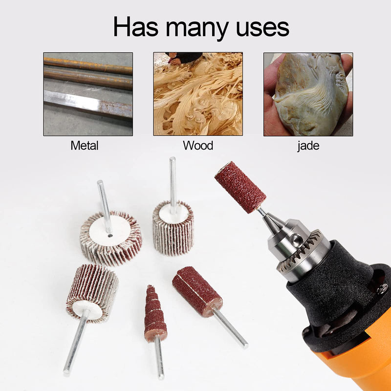 40 PCS Abrasive Flap Wheel Sander,80 Grit 3mm Shank Diameter Cone Shape Abrasive Sandpaper Flap Sanding Wheel Grinding Head for Rotary Tool