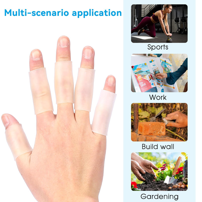 10 Pcs Finger Sleeves Protectors Silicone Finger Protectors Silicone Finger Sleeve Finger Covers Cushions and Protects Gel Rubber Finger Shields Provide Relief for Cracked Finger Transparent