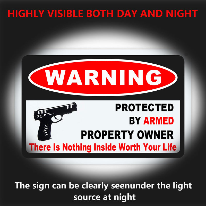 3Pack Gun Sign for Home Security 10x7 inch Warning Signs for Home Property Rust Aluminum Gun Warning Sign Weatherproof and UV Protected