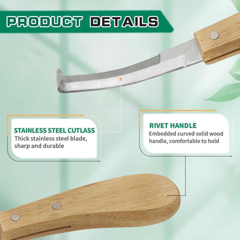2PCS Stainless Steel Double Edged Hoof Knive with Wooden Handle, Stainless Steel Blade Suitable Hoof Knife for Horses The Toes of Horses, Cows, and Sheep, Repair Knives for Hoof Maintenance - PawsPlanet Australia