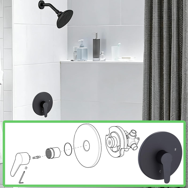 Replacement for Pfister R89040B Pfirst Modern Valve Trim, Shower Replacement Kit Compatible with Pfister 0X8 Series, Single-Handle Valve Tub Shower Trim Kit (Matte Black) Matte Black