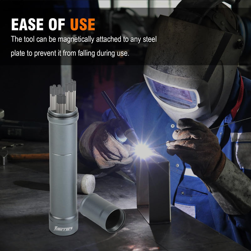 3mirrors Tungsten Holder-Titanium Gray Storage Tube for TIG Tungsten Electrode with 3 Section Divider & Magnetic Base,Protective Fit that Prevents Oxidation and Damage. Titanium Gray