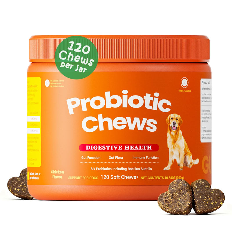Probiotics for Dogs - Digestive Enzymes for Gut Flora, Digestive Health, Diarrhea & Bowel Support - Clinically Studied DE111 - Dog Supplement Soft Chew for Pet Immune System - Chicken