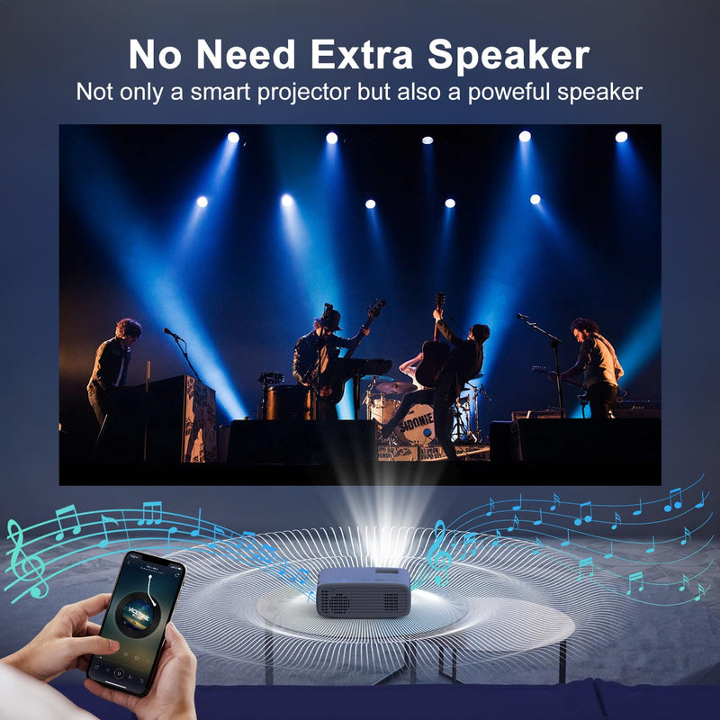 TMY Projector with WiFi and Bluetooth, Native 1080P Mini Projector, Portable Projector wirh 50% Zoom, Compatible with TV Stick/Phone/PC/DVD/HDMI/USB/TF, Movie Projector for Home Bedroom manual focus