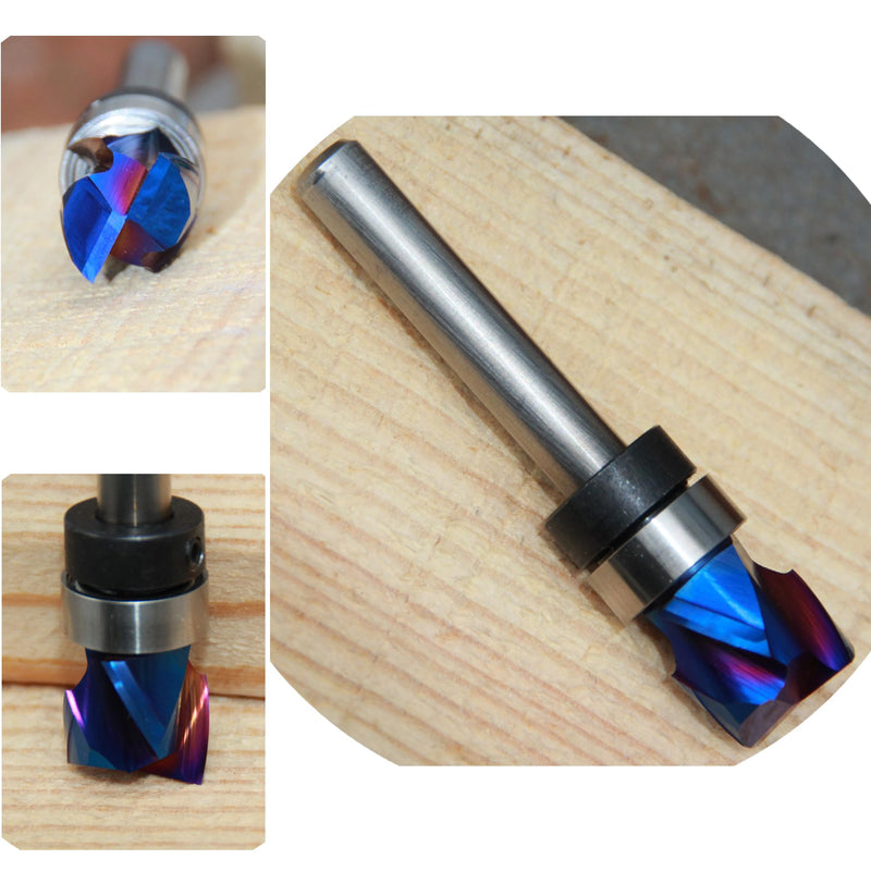 Ruhitools Pattern Router Bit Flush Trim with Compression Spiral Template for Woodworking Trimming Top Bearing End Mill 1/2x1/2x2-1/4 inch TB1132 1/2" Dia-1/2" CL-1/4" Shank