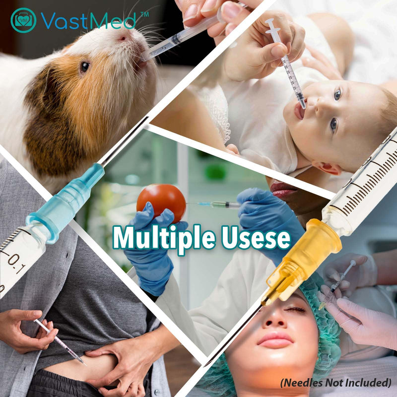 100PCs Dental Grade 1ml Without Needle Disposable Luer Slip Tip Sterile Size by VASTMED | Individually Sealed for Industrial, Scientific, Measuring 1 ML (100 PCs)