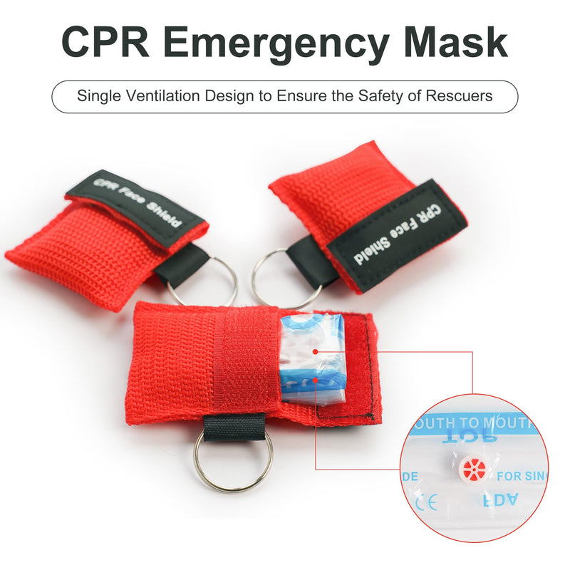 5 Packs CPR Face Shield, One-Way CPR Mask for Pocket Keychain, CPR Emergency Face Shield for First Aid Cardiac Resuscitation Training