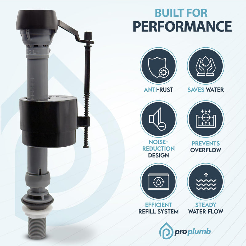 Adjustable Fill Valve – 2 Pack, Universal Toilet Fill Valve, Quiet & Water-Saving, Easy Height Adjustment 9”-14”