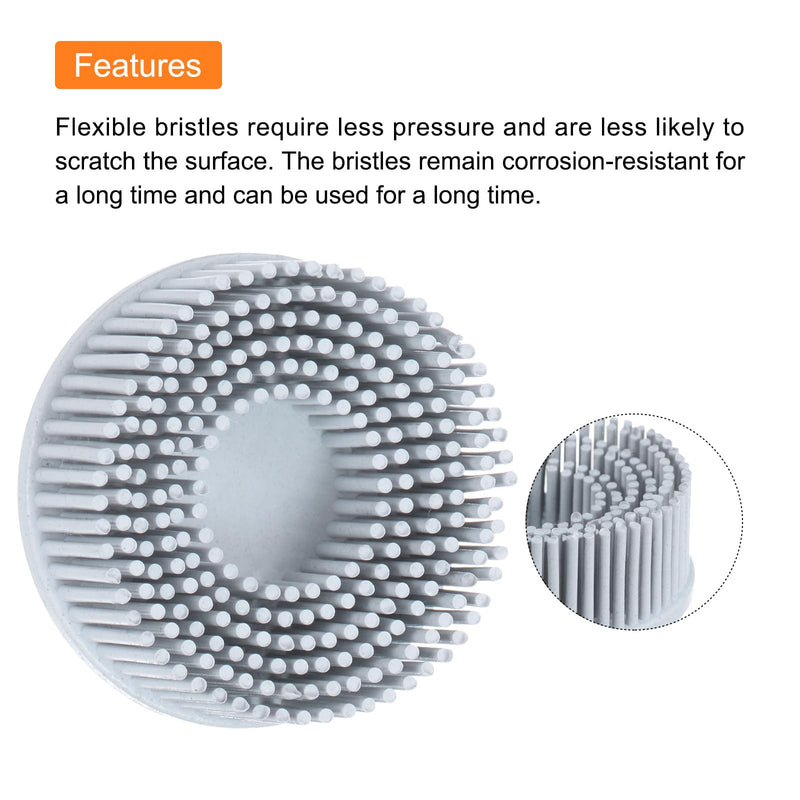 HARFINGTON 2pcs Bristle Disc 2" 120 Grit Abrasive Brush Deburring Electric Disc Brush with Quick Change Roll Lock Abrasive Coating Removal Disc for Metal, White