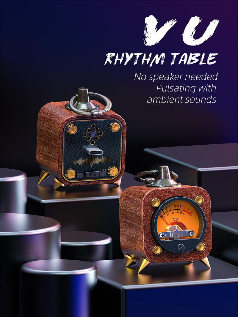 Wireless Audio Retro Analog VU Meter Sound Level Indicator DB Panel Display, VU Warm Back Light Audio Level Amp, VU Music Sync and Pickup Rhythm Ambient Lights-FVU1-M FVU01-M