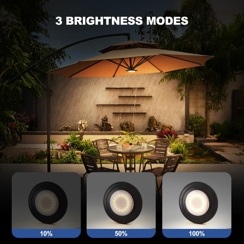 LED Patio Umbrella Lights with Remote, Black Portable Rechargeable Battery Cantilever Umbrella Light with 3 Brightness, 12 Color Mode Dimmable for Patio Umbrellas, Camping Tents, Outdoor Use